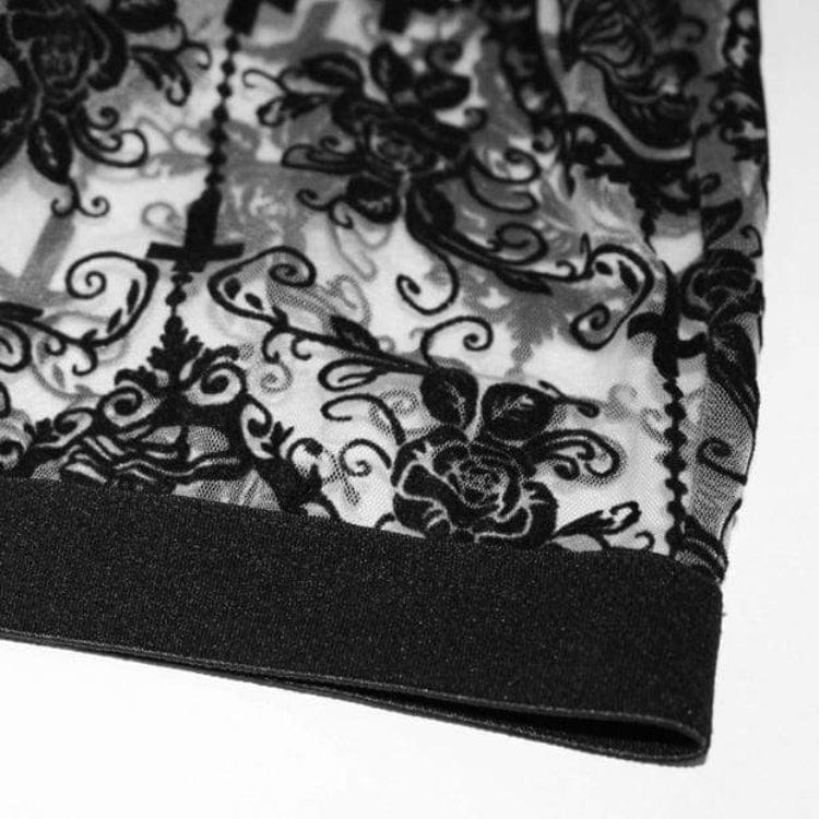 Women's Goth Sheer Floral Lace Leggings - Image 10