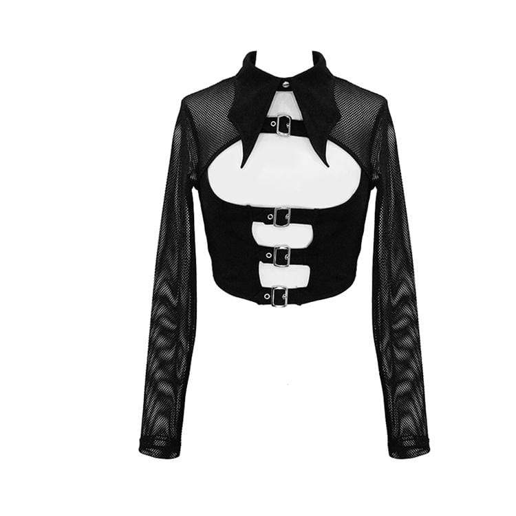 Women's Goth Straps Mesh Short Tops - Image 4