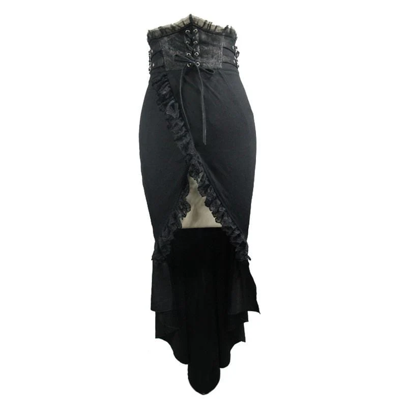 Women's Goth Tulip Asymmetrical Skirt - Image 4