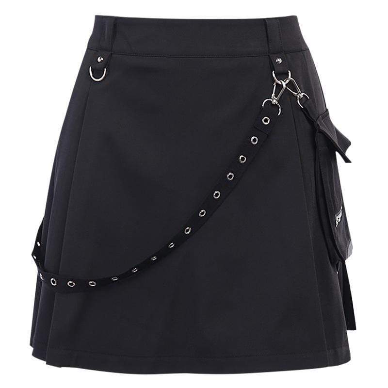 Women's Gothic A-line Skirts With Detachable Eyelets Belt&Pocket - Image 7