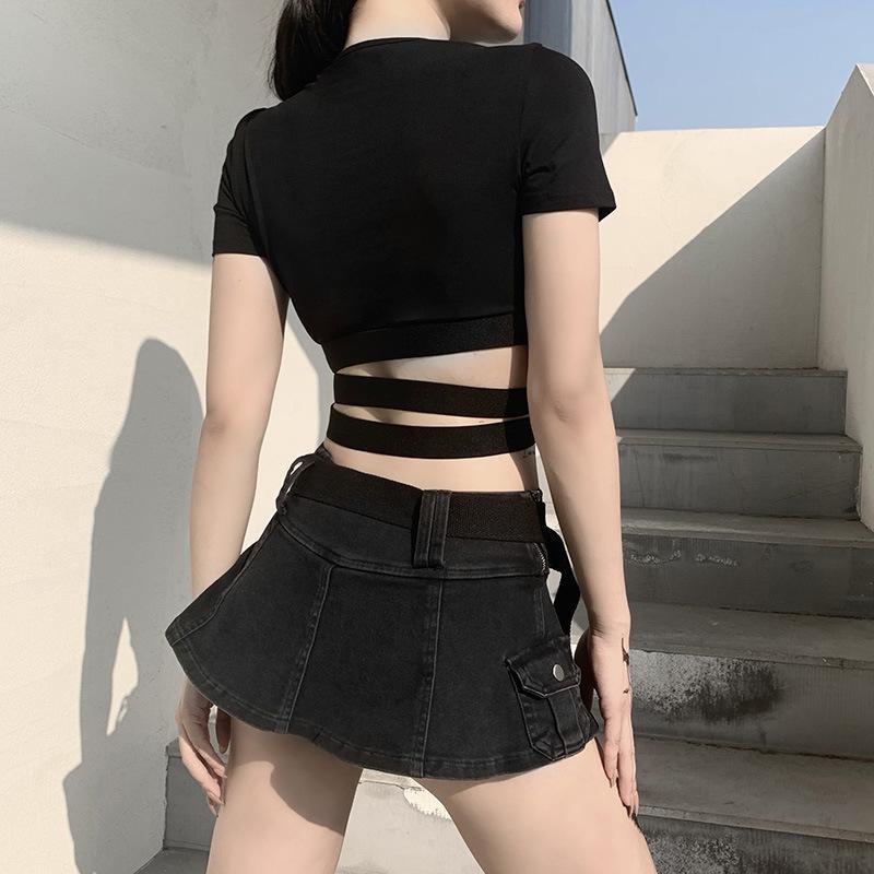 Women's Gothic Baby Girl Printed Cutout Crop Tops - Image 4