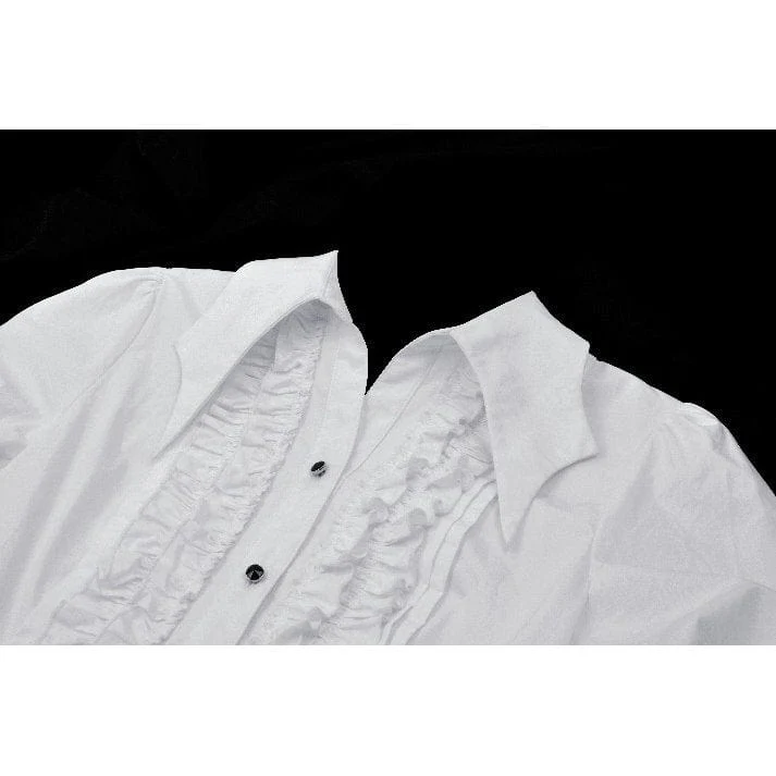 Women's Gothic Bat Collar Ruffled Shirt - Image 14