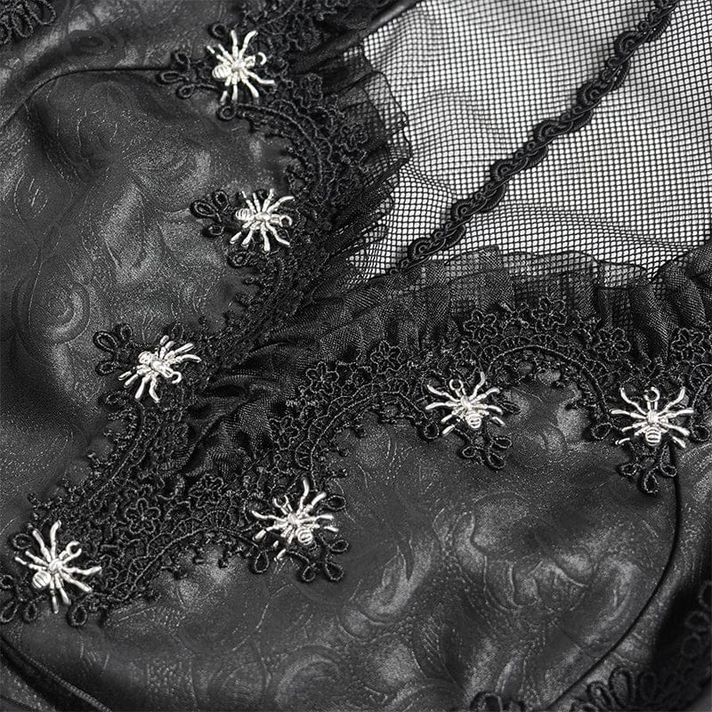 Women's Gothic Bat Spider Lace-up Halterneck Dress Black - Image 10