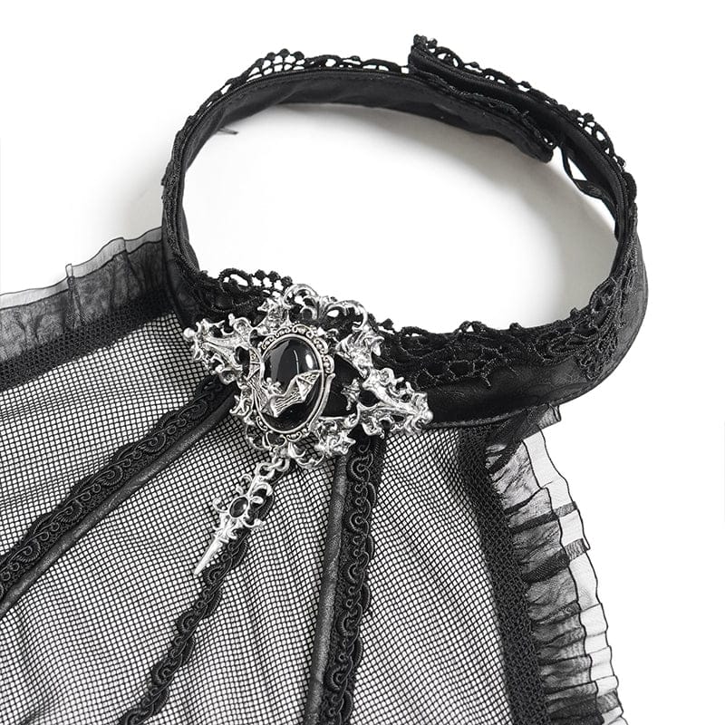 Women's Gothic Bat Spider Lace-up Halterneck Dress Black - Image 9