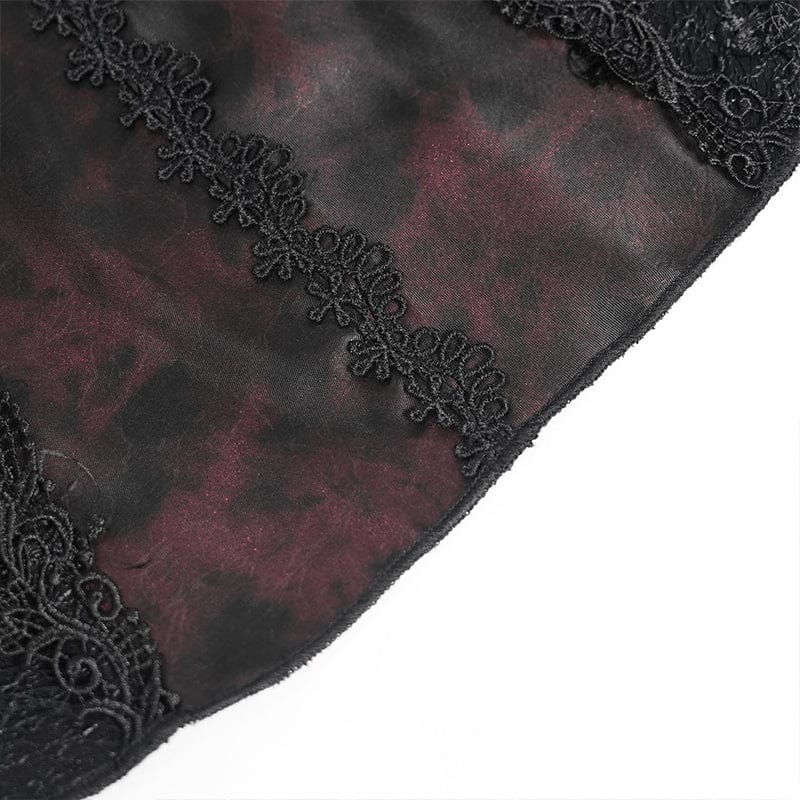 Women's Gothic Bat Spider Lace-up Halterneck Dress Black-Red - Image 11