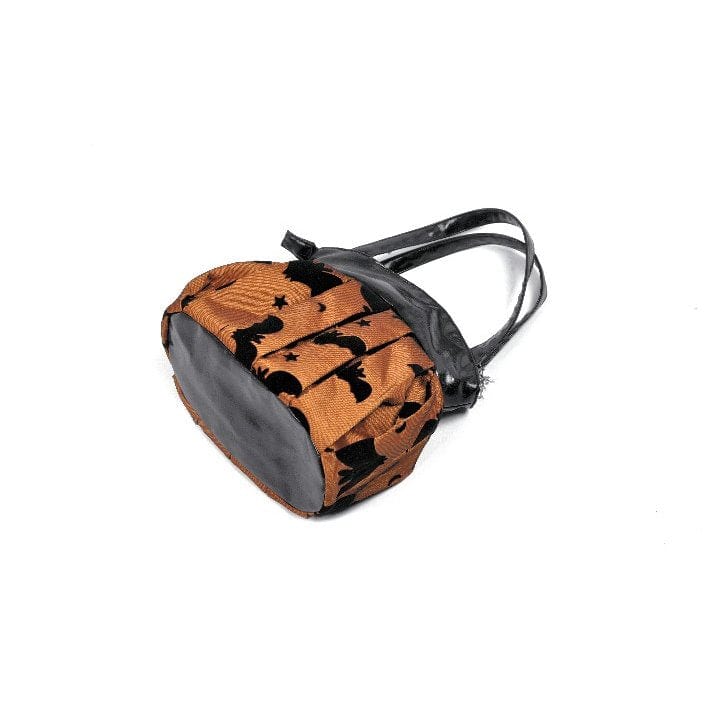 Women's Gothic Bat Star Moon Pattern Pumpkin-shaped Handbag - Image 9