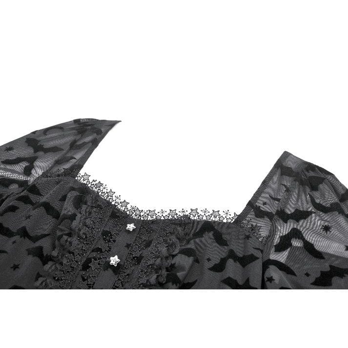 Women's Gothic Bat Star Moon Printed Irregular Hem Dress - Image 14