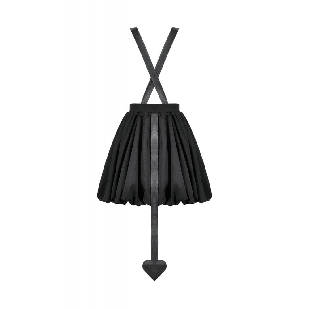 Women's Gothic Bat Wing Buckle Suspender Dress Graduation Dress with Tail - Image 9