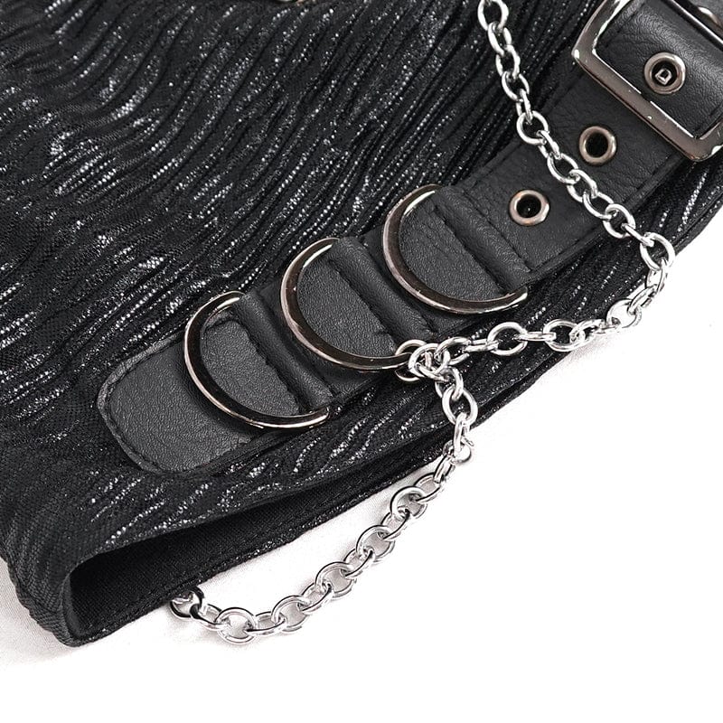 Women's Gothic Batwing Buckle Hat with Chain - Image 10