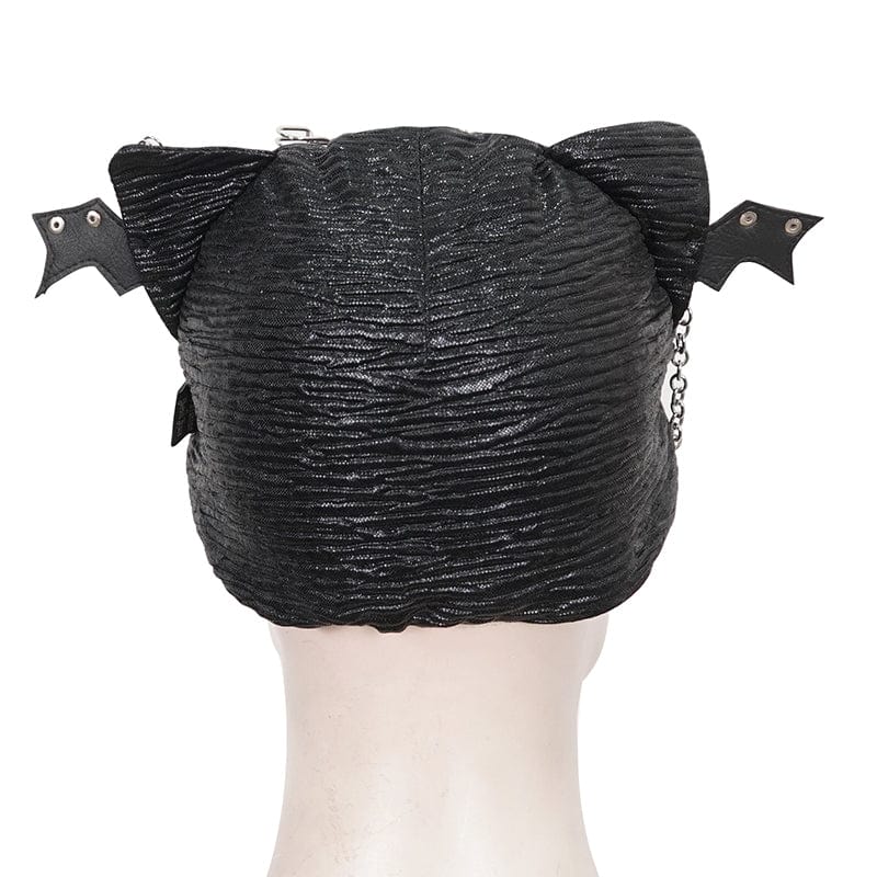 Women's Gothic Batwing Buckle Hat with Chain - Image 8
