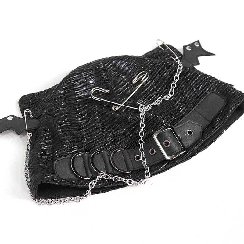 Women's Gothic Batwing Buckle Hat with Chain - Image 9