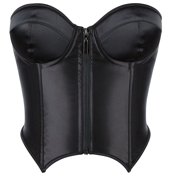 Women's Gothic Batwing Hem Zipper Overbust Corset
