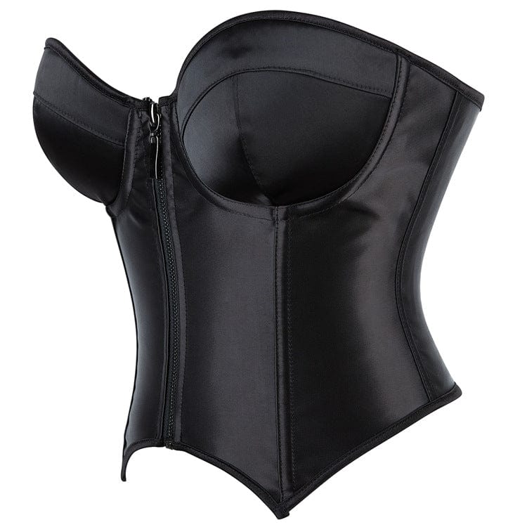 Women's Gothic Batwing Hem Zipper Overbust Corset - Image 2