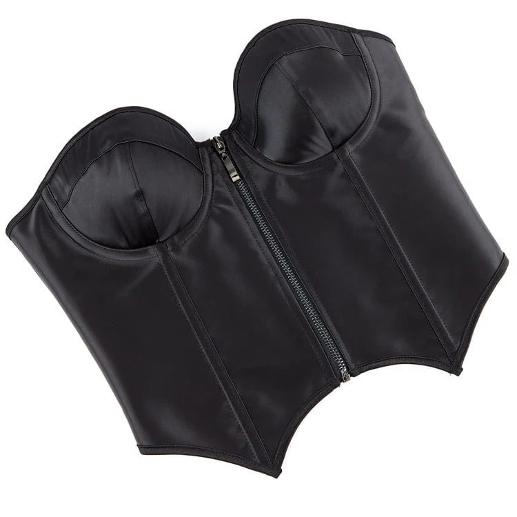 Women's Gothic Batwing Hem Zipper Overbust Corset - Image 4