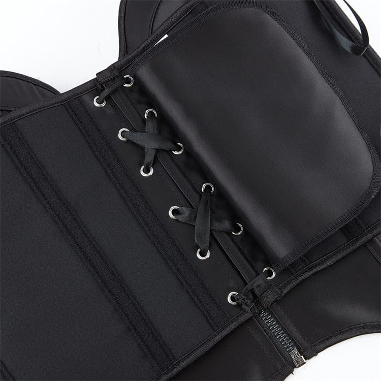 Women's Gothic Batwing Hem Zipper Overbust Corset - Image 6