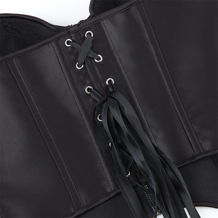 Women's Gothic Batwing Hem Zipper Overbust Corset - Image 7