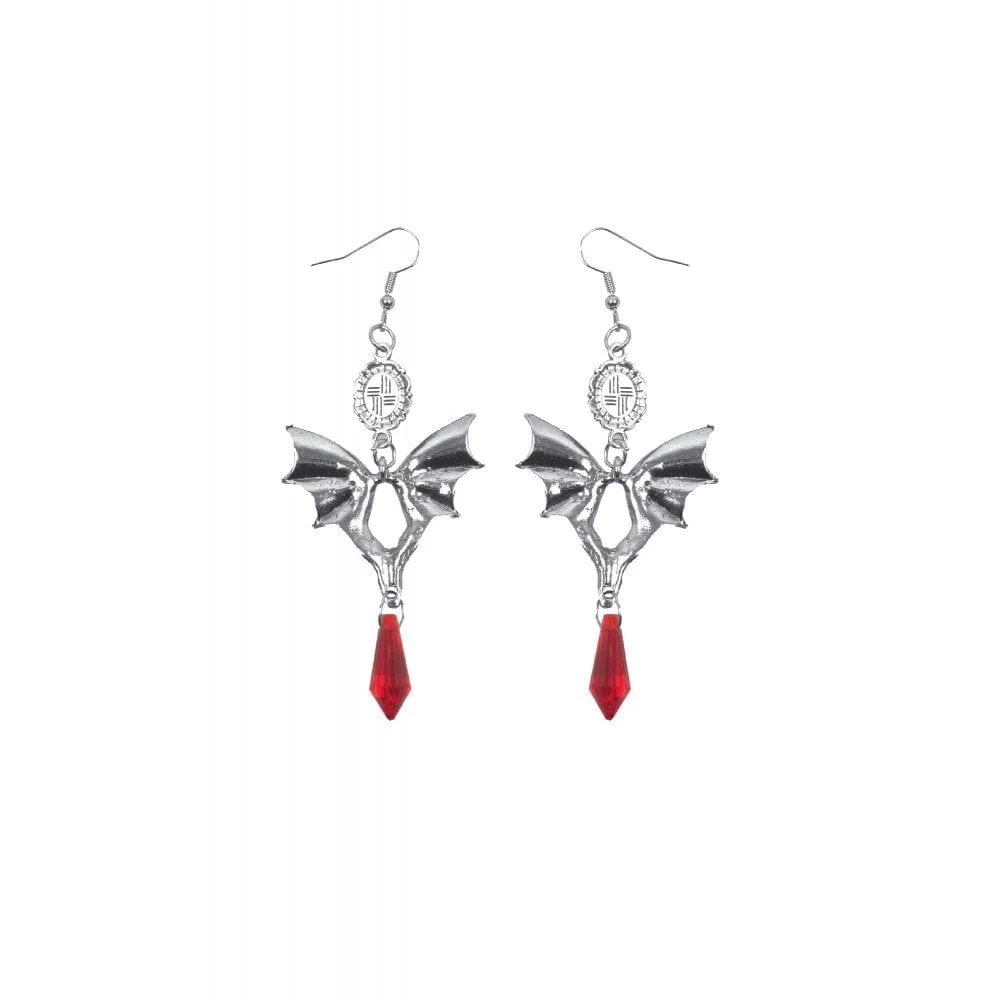 Women's Gothic Bat Ruby Earrings - Image 5