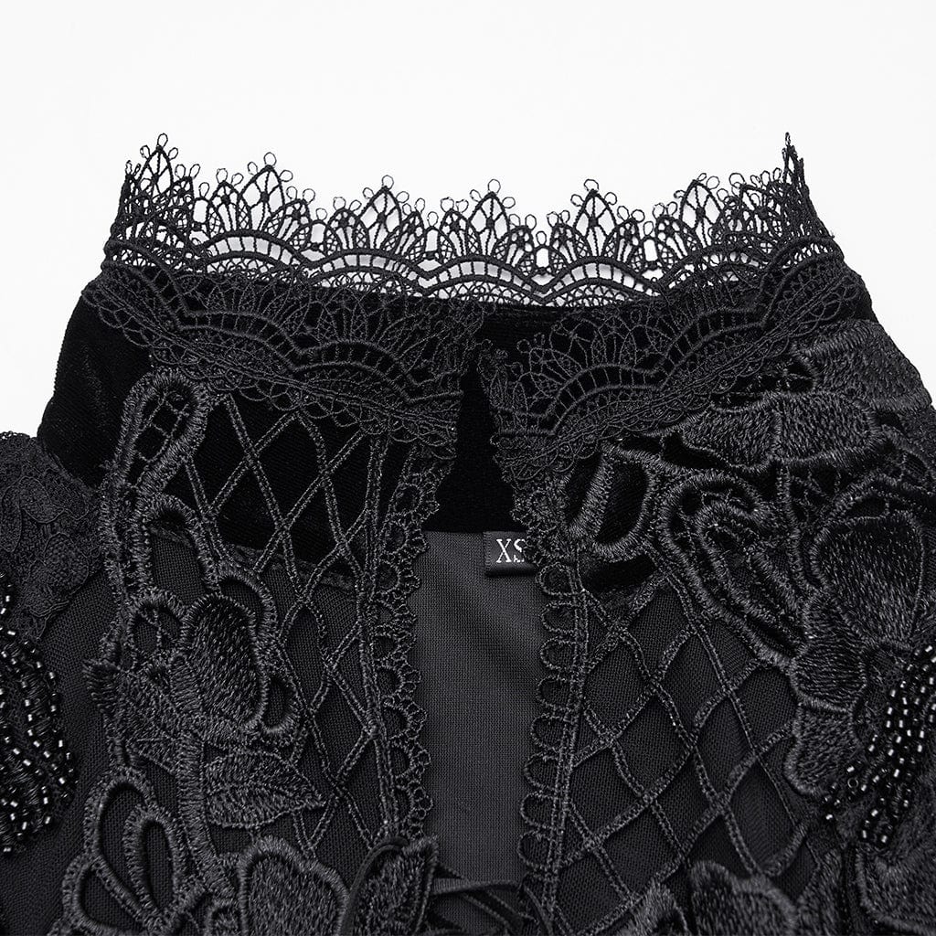 Women's Gothic Beaded Flare Sleeved Maxi Dress Witch Dress Wedding Dress - Image 5