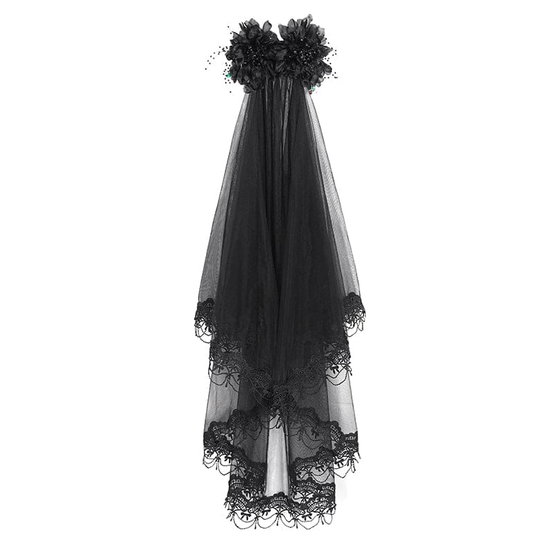 Women's Gothic Beaded Floral Lace Headwear - Image 7