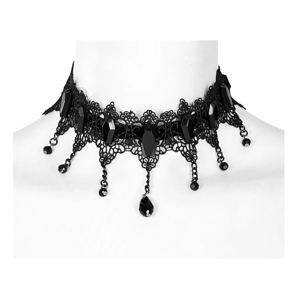 Women's Gothic Beaded Lace Choker - Image 4