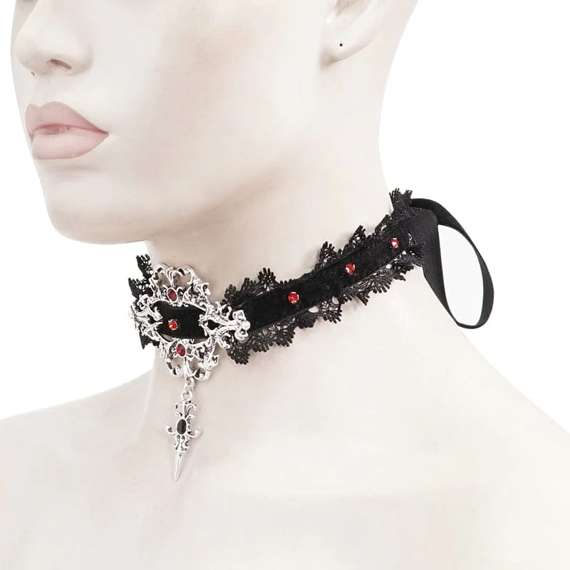 Women's Gothic Beaded Lace Hem Necklace - Image 5