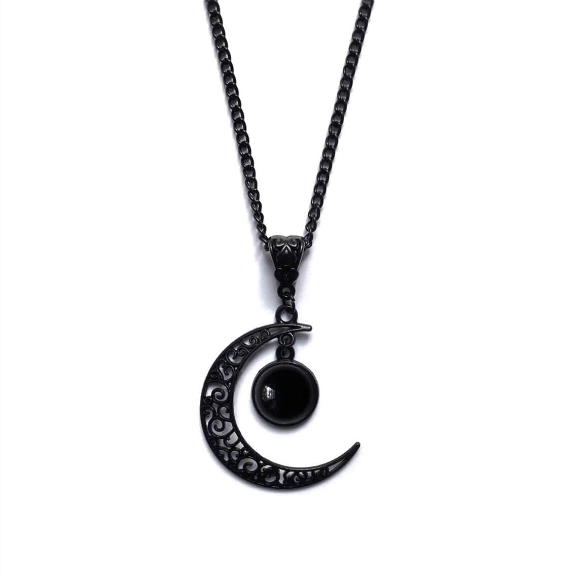 Women's Gothic Beaded Moon Necklace - Image 4