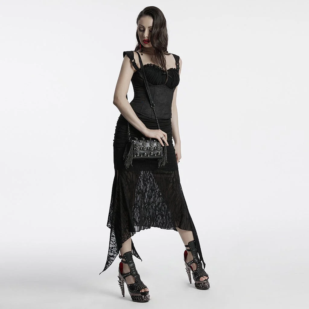 Women's Gothic Beaded Rose Faux Leather Bag - Image 2