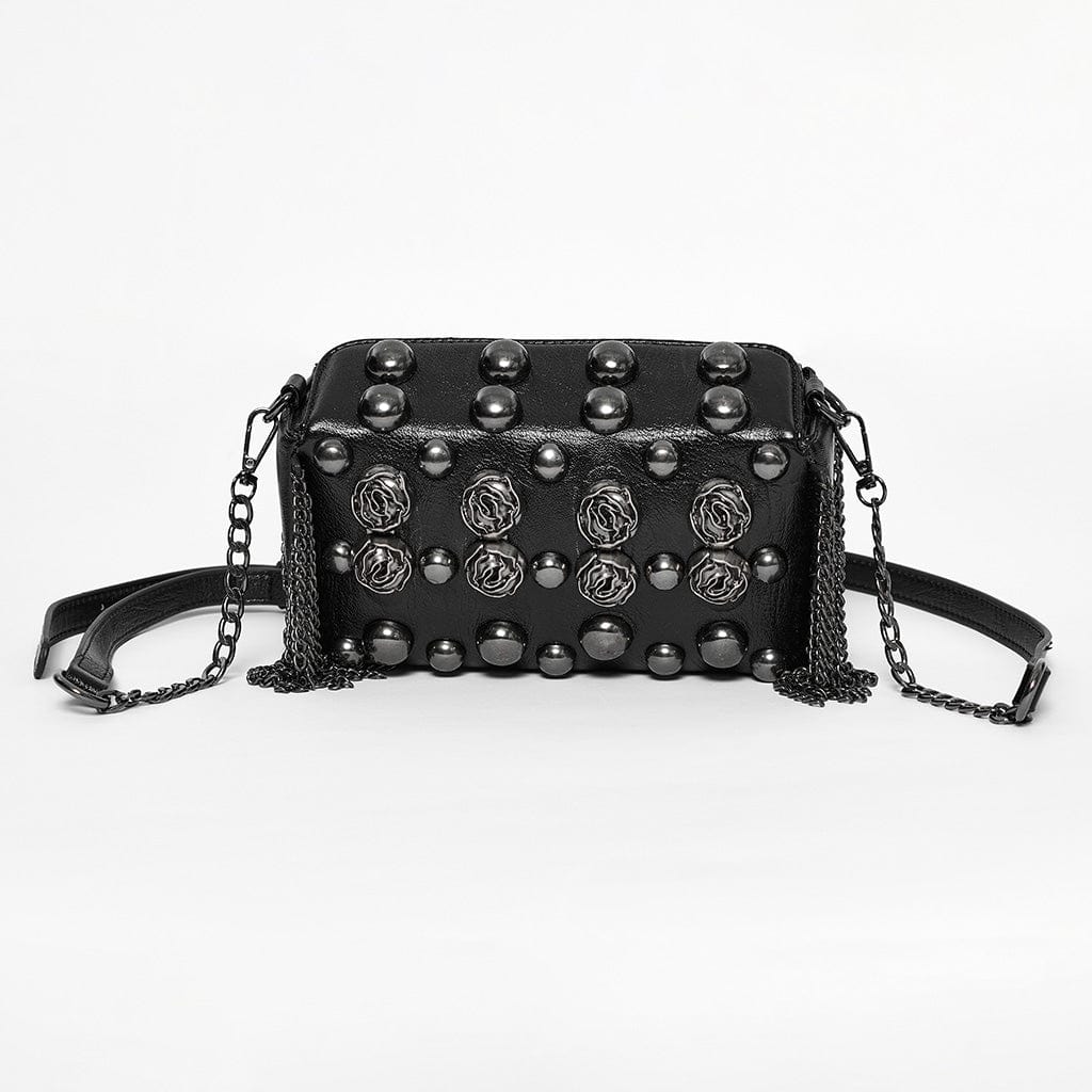 Women's Gothic Beaded Rose Faux Leather Bag - Image 4