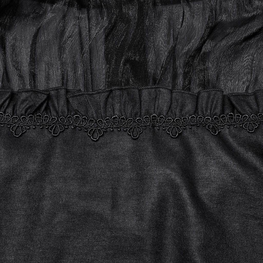 Women's Gothic Beaded Ruffled Sheer Mesh Shirt - Image 8
