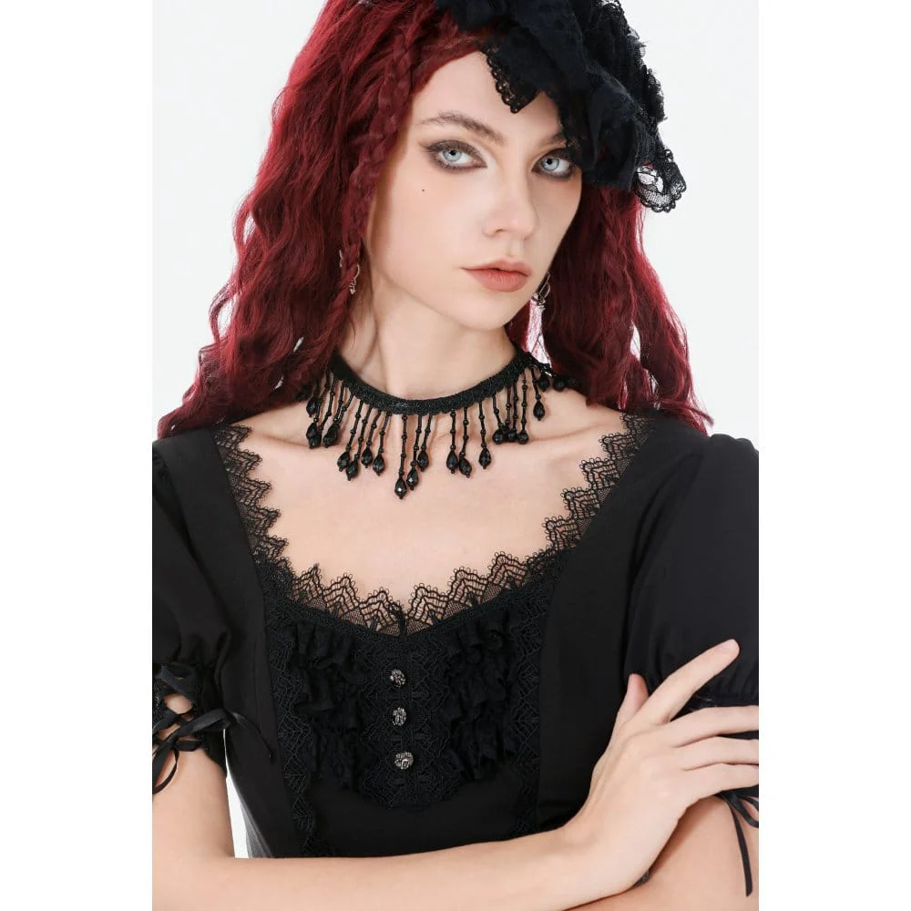 Women's Gothic Beaded Tassels Choker - Image 3