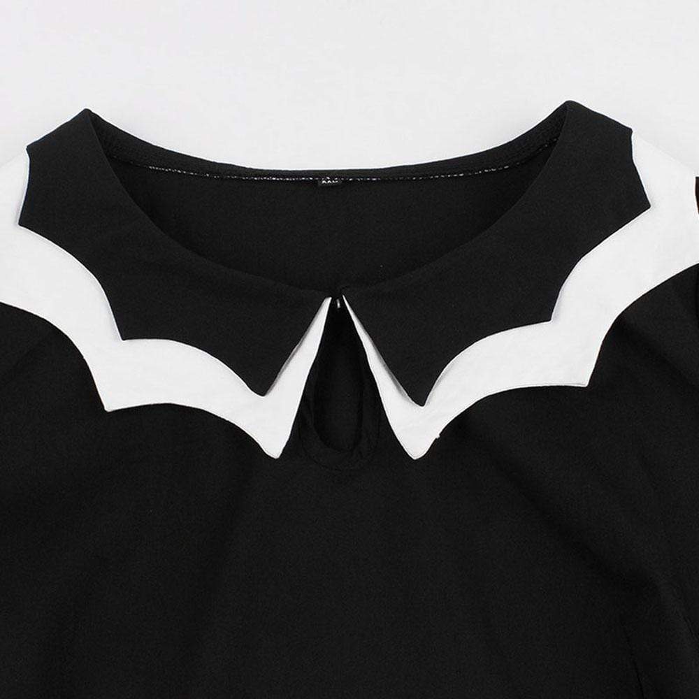 Women's Gothic Bet Embroidery Turn-down Collar Circle Dresses - Image 3