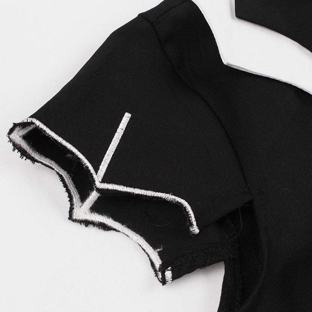 Women's Gothic Bet Embroidery Turn-down Collar Circle Dresses - Image 4