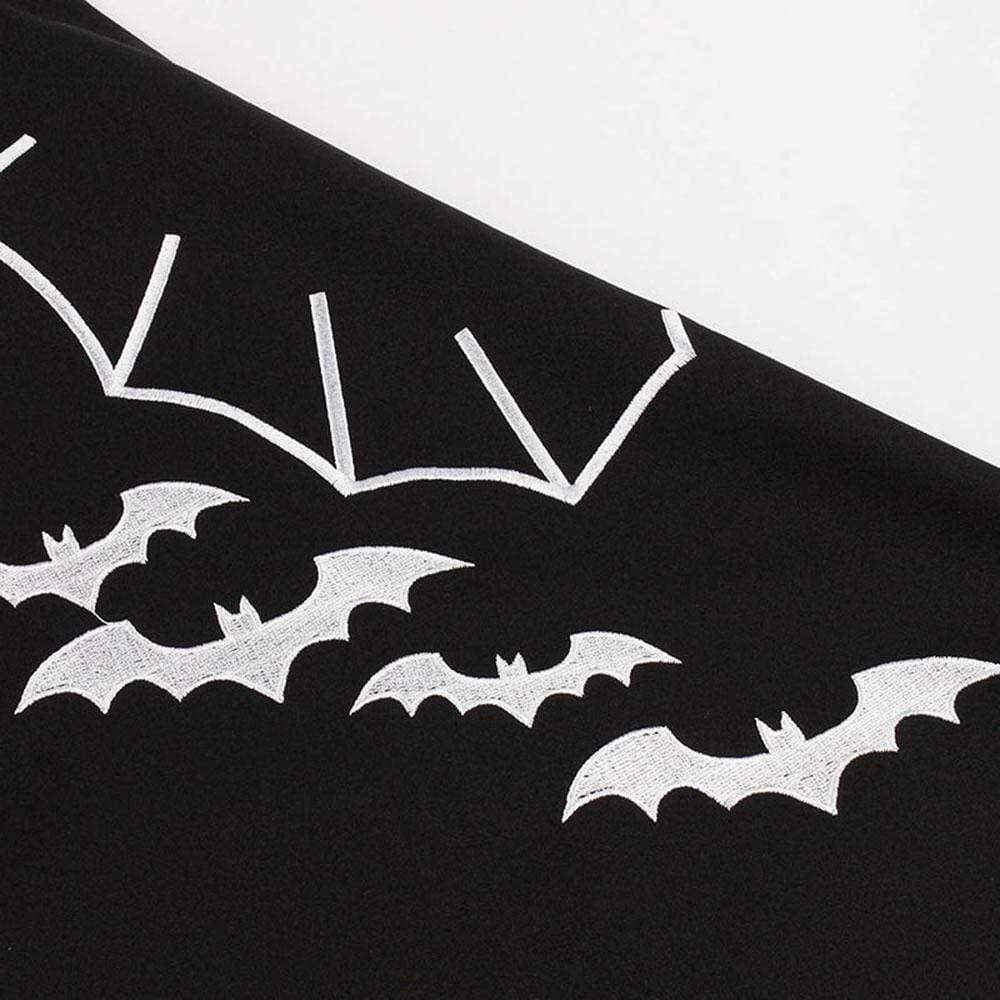 Women's Gothic Bet Embroidery Turn-down Collar Circle Dresses - Image 5