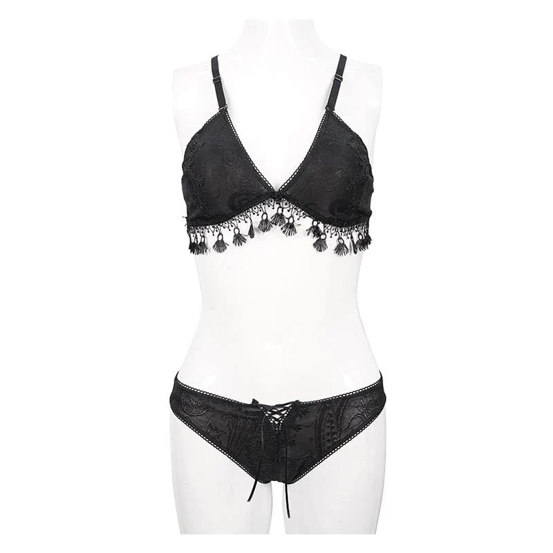 Women's Gothic Black Cross Over Shoulder Strap Bikini - Image 7