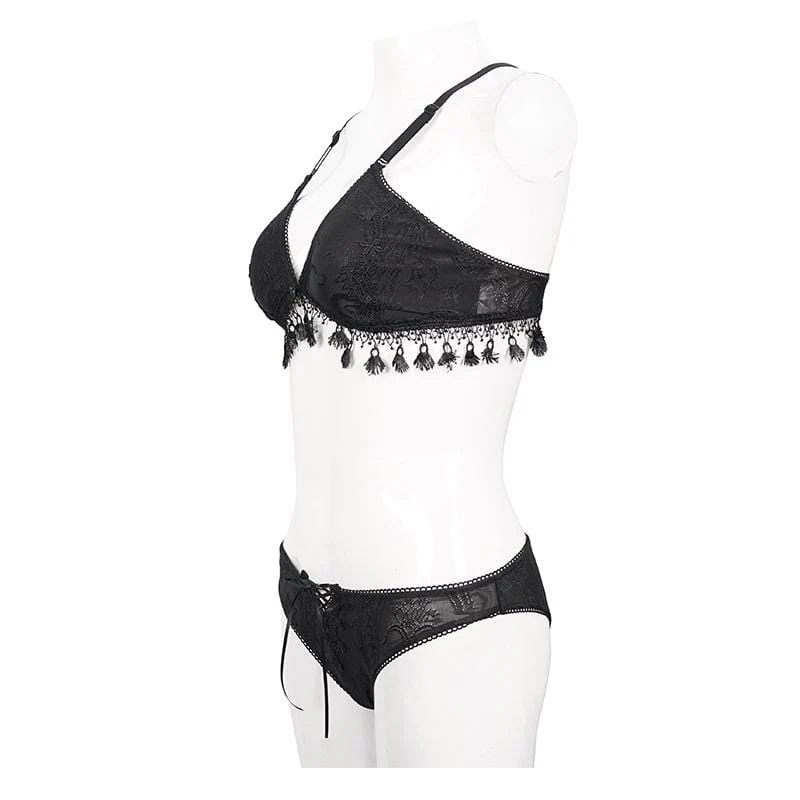 Women's Gothic Black Cross Over Shoulder Strap Bikini - Image 8
