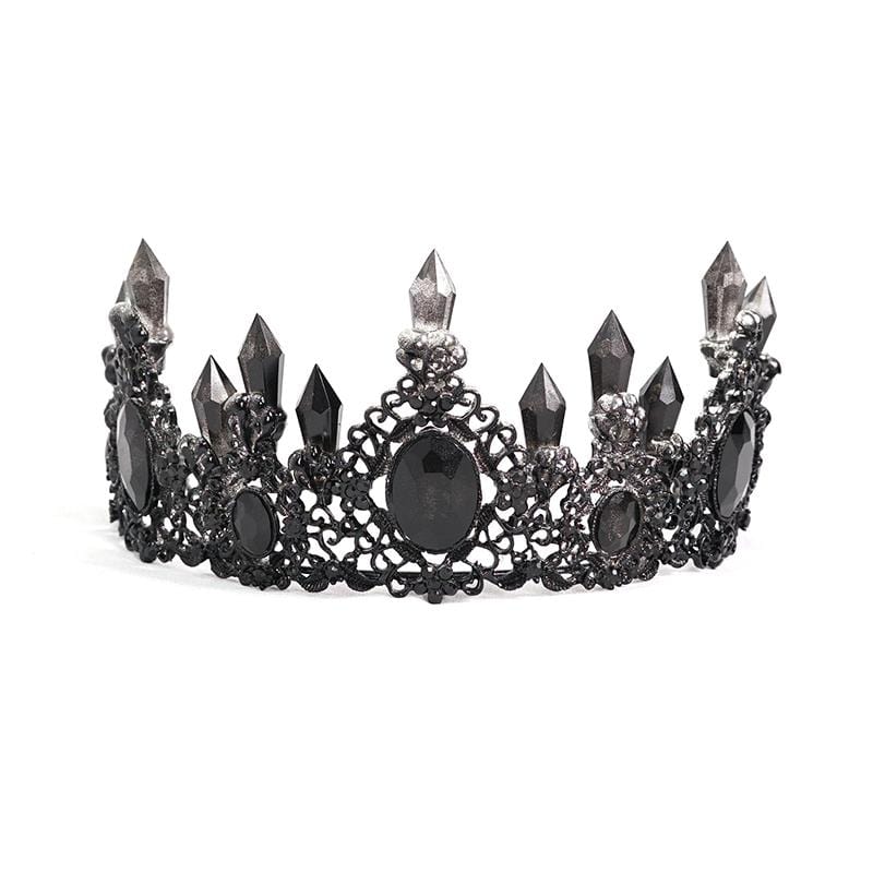 Women's Gothic Black Crystal Stone Crown - Image 4