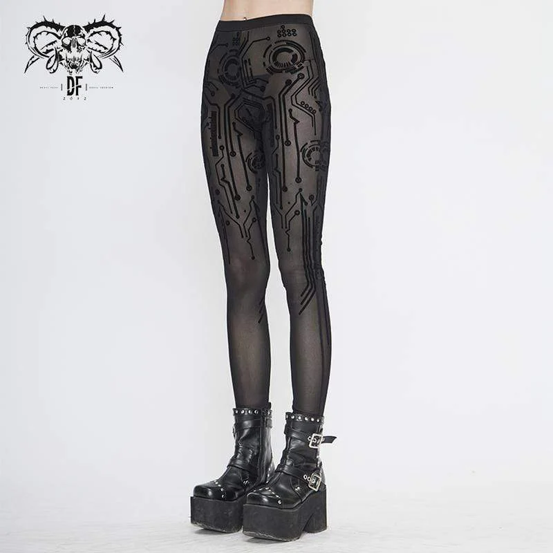 Women's Gothic Black Sexy Net Lace Leggings - Image 2