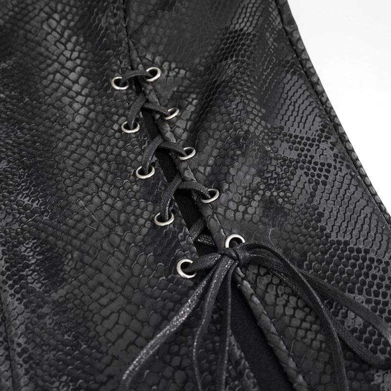 Women's Gothic Black Snakeskin Side Slits Maxi Skirts - Image 8