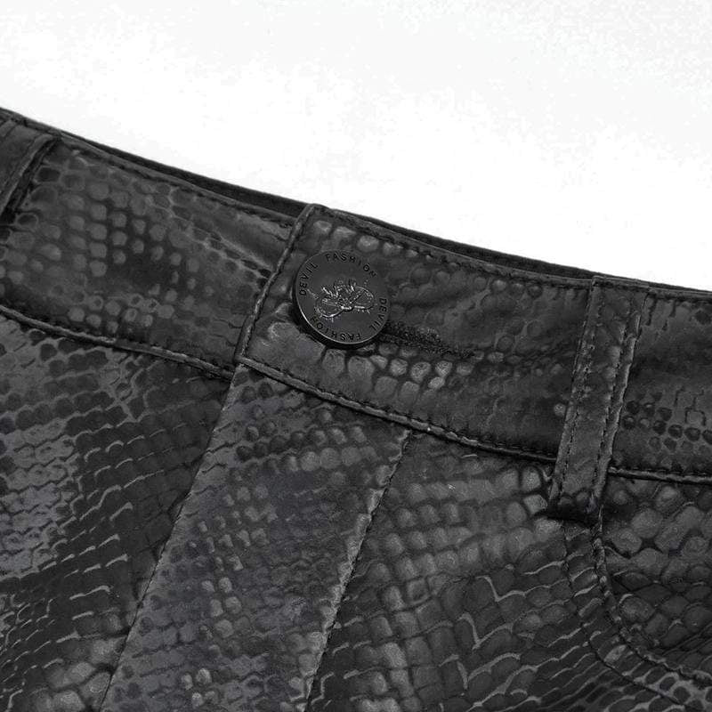 Women's Gothic Black Snakeskin Side Slits Maxi Skirts - Image 9