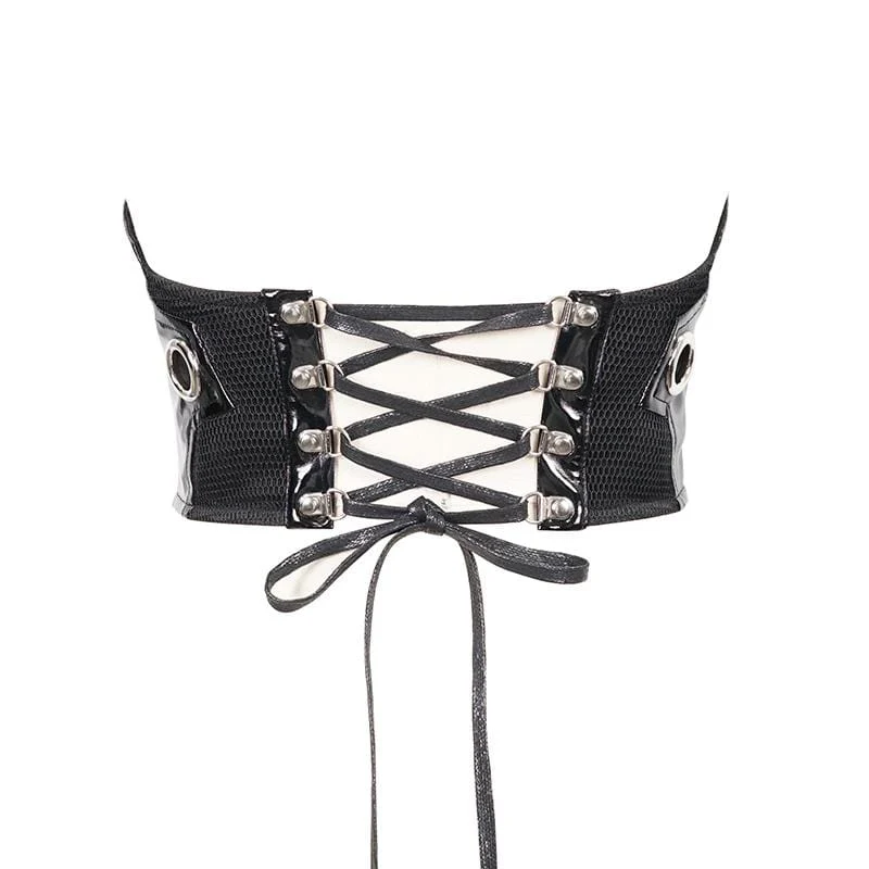 Women's Gothic Black Underbust PU Leather Corset Belt - Image 5