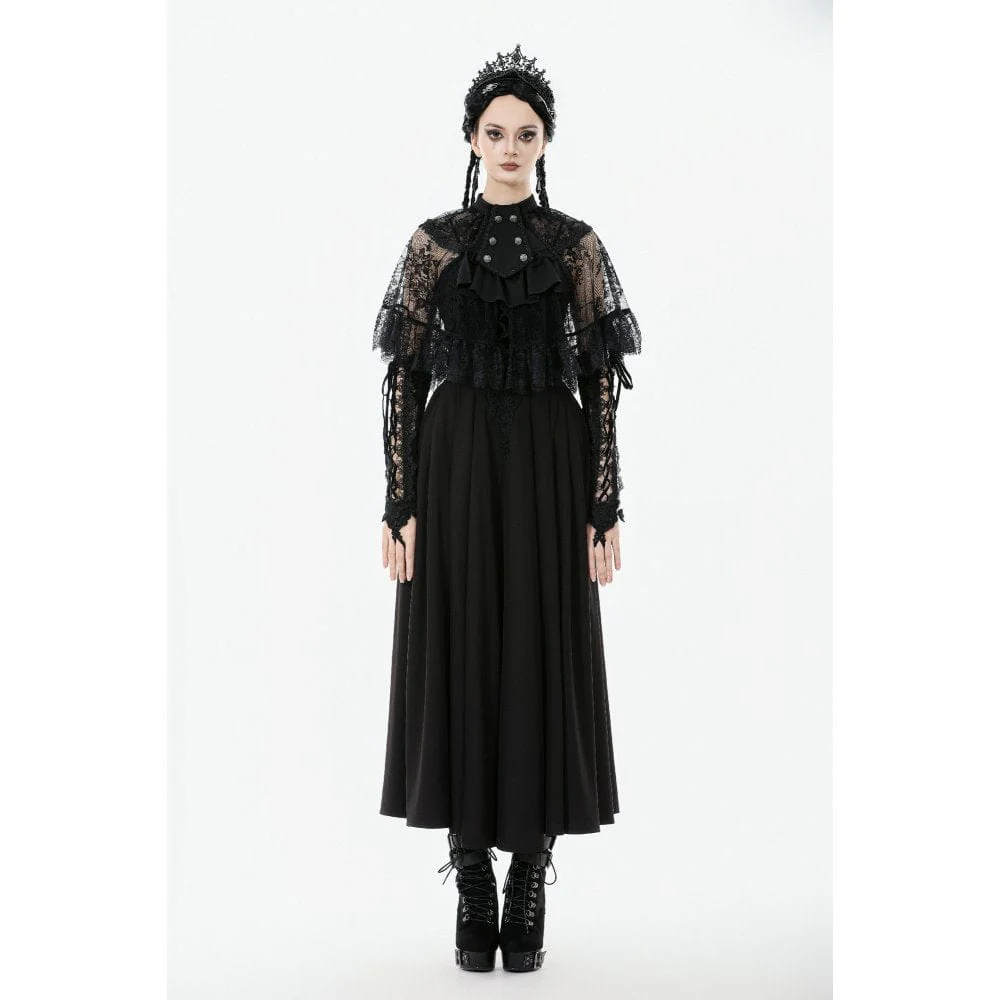 Women's Gothic Bouble-breasted Floral Lace Cape - Image 4