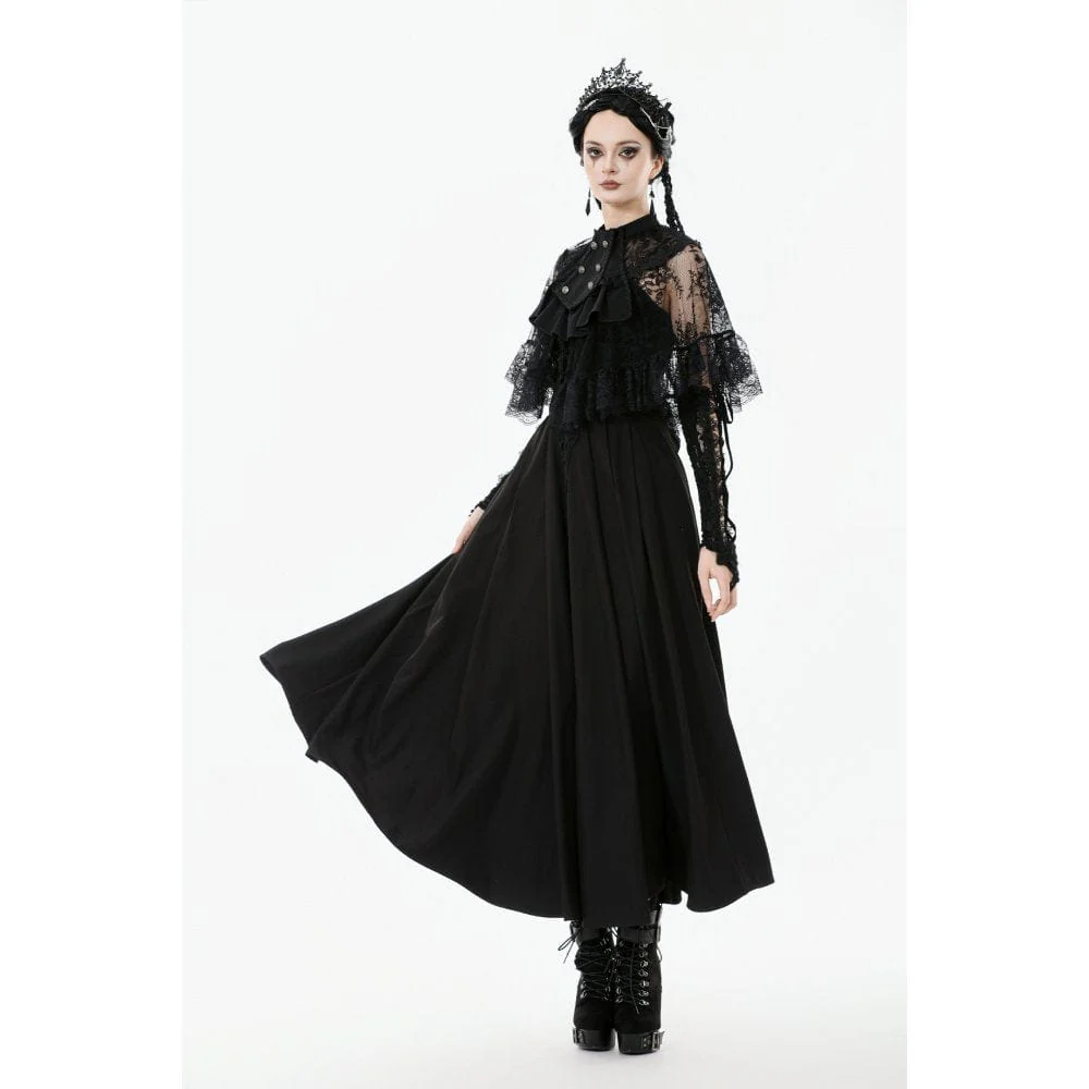 Women's Gothic Bouble-breasted Floral Lace Cape - Image 7