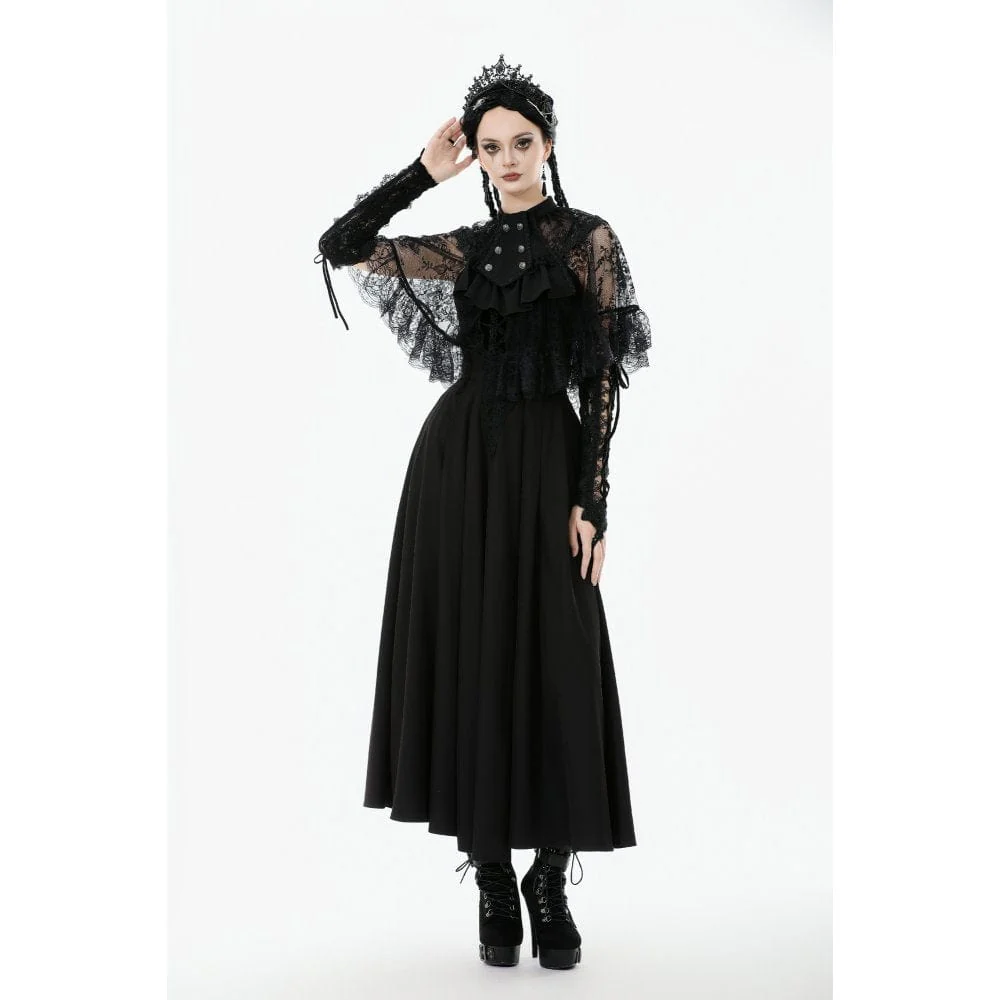 Women's Gothic Bouble-breasted Floral Lace Cape - Image 9