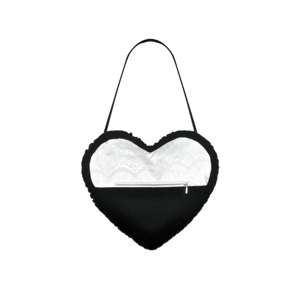 Women's Gothic Bow Black&White Heart Bag - Image 11