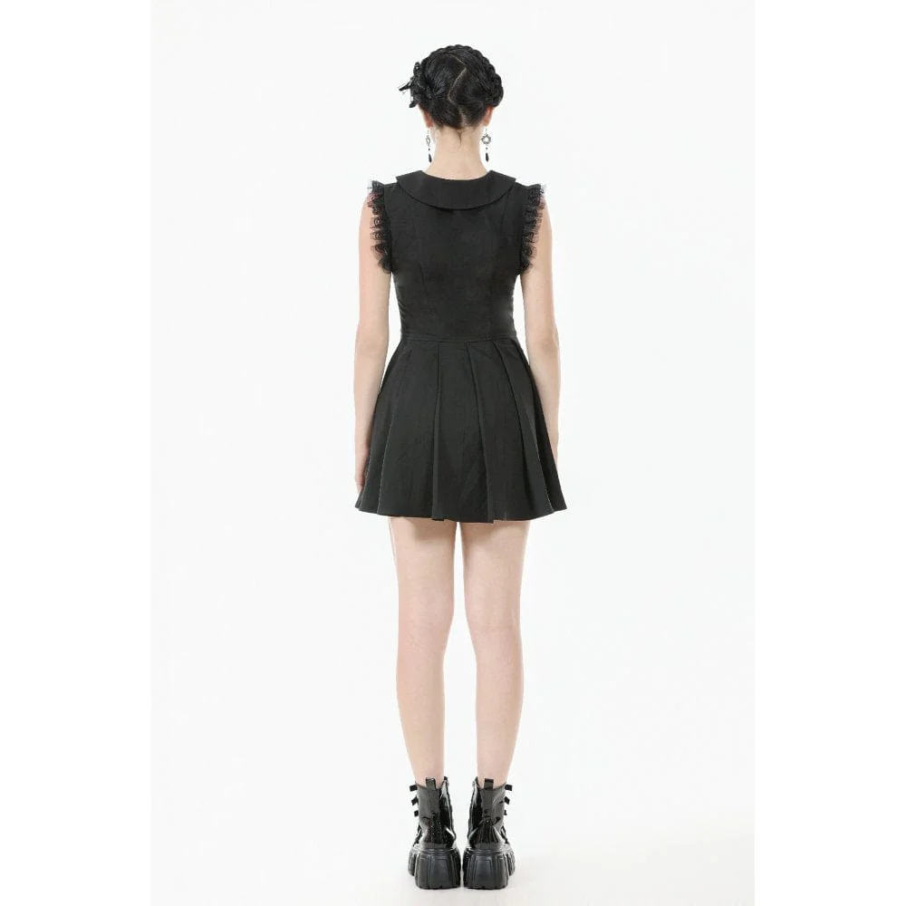 Women's Gothic Bowknot Pleated Sleeveless Dress Graduation Dress - Image 12