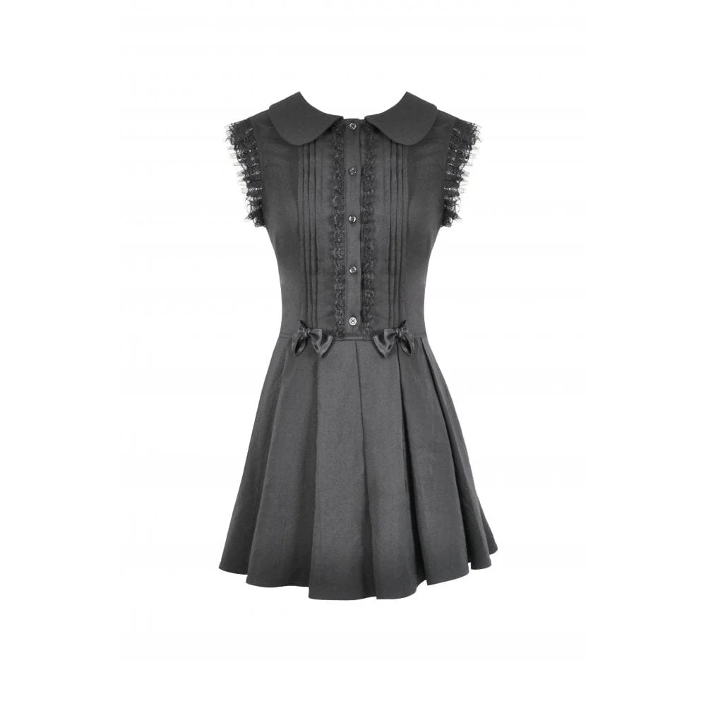 Women's Gothic Bowknot Pleated Sleeveless Dress Graduation Dress - Image 13