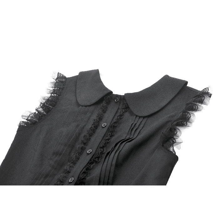 Women's Gothic Bowknot Pleated Sleeveless Dress Graduation Dress - Image 15