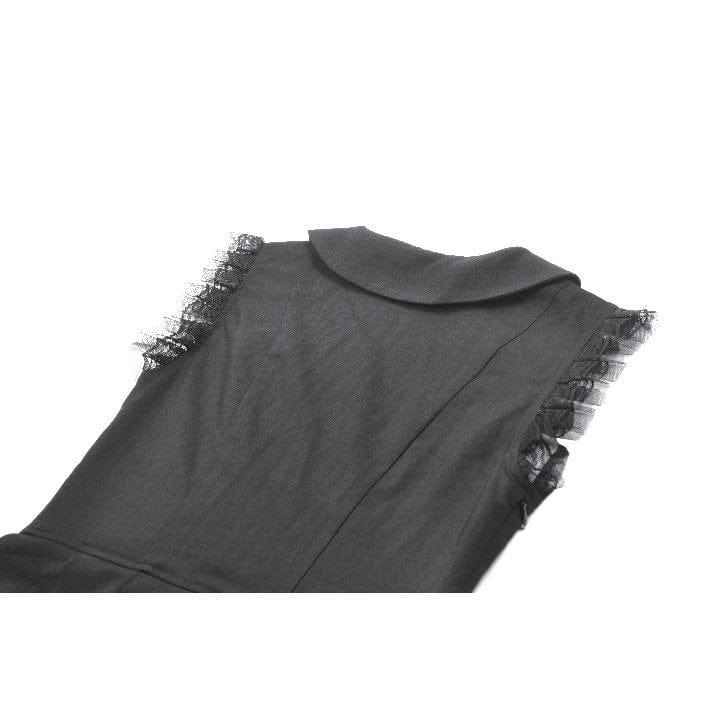 Women's Gothic Bowknot Pleated Sleeveless Dress Graduation Dress - Image 16