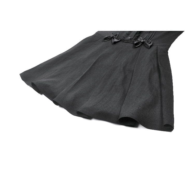 Women's Gothic Bowknot Pleated Sleeveless Dress Graduation Dress - Image 19