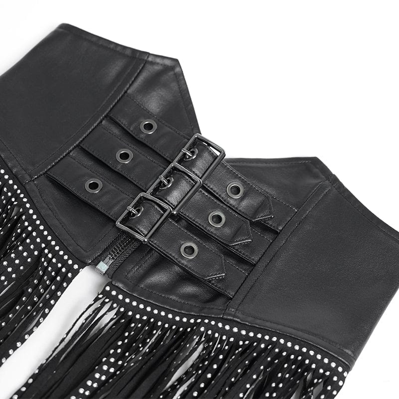 Women's Gothic Buckle Strap Tassels Lace-up Underbust Corset - Image 9